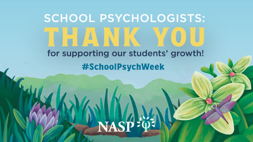 Image of text that says, "School Psychologists: Thank you."