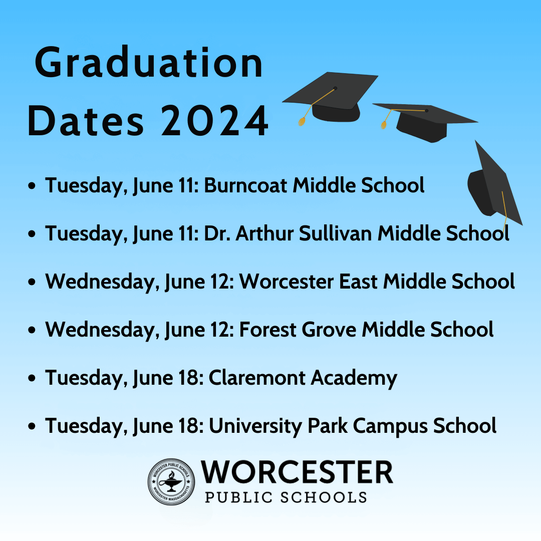 A graphic that reads "Graduation Dates 2024"